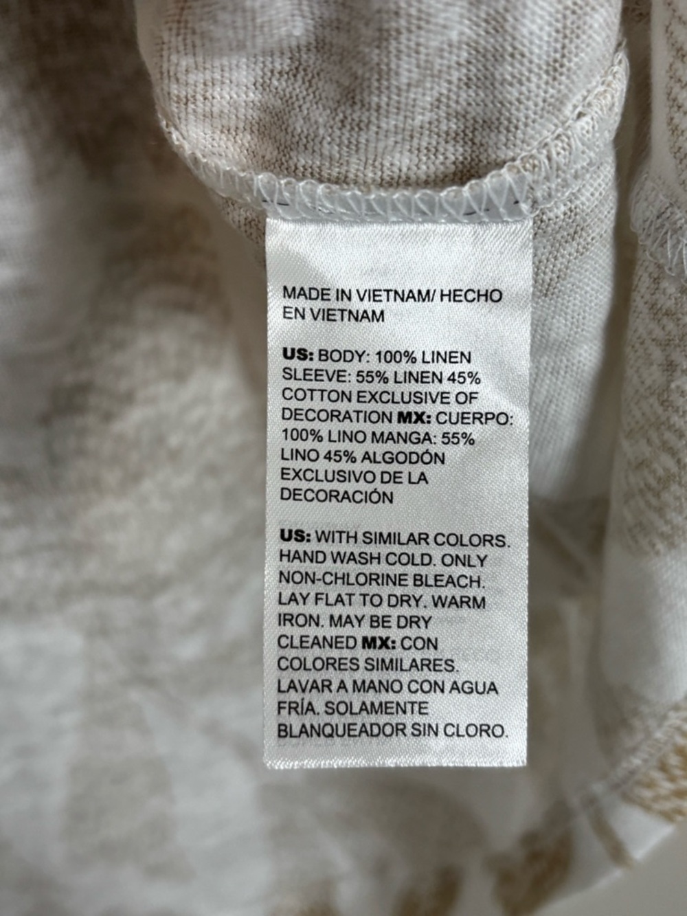 Chicos‎ Top Womens Lg 100% Linen Leaves Flutter Sleeve V-Neck Knit in Sycamore - Picture 8 of 9